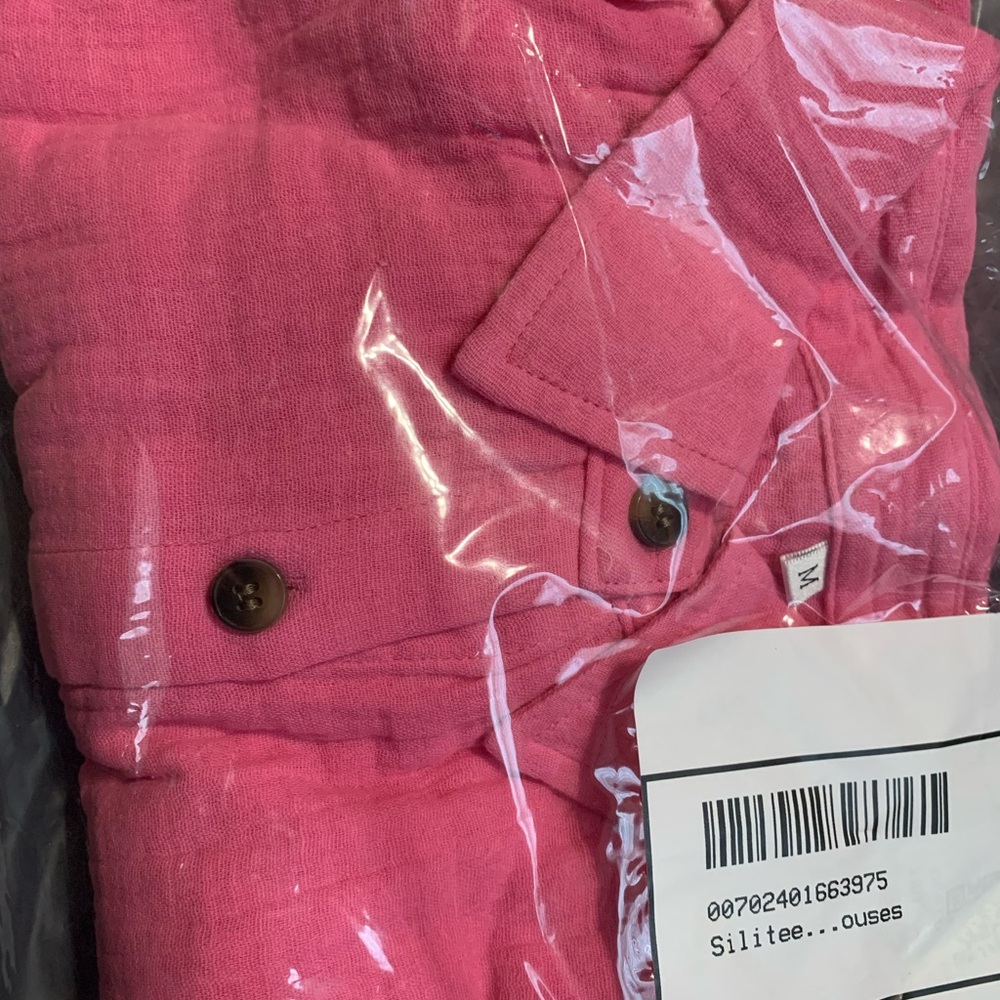 BUNDLE, Pink and Cream Oversized Cuffed Sleeve Button Down Shirts - Picture 8 of 8